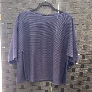 Massimo Dutti Navy Blue Ribbed Top